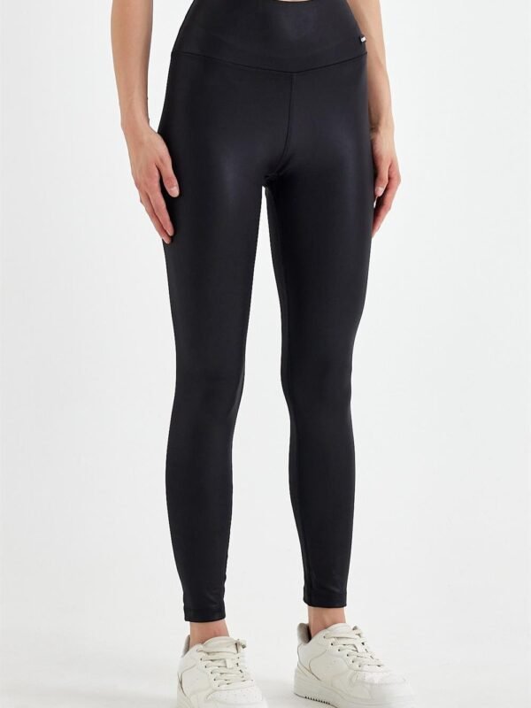 Kadın Siyah Parlak Spor Tayt